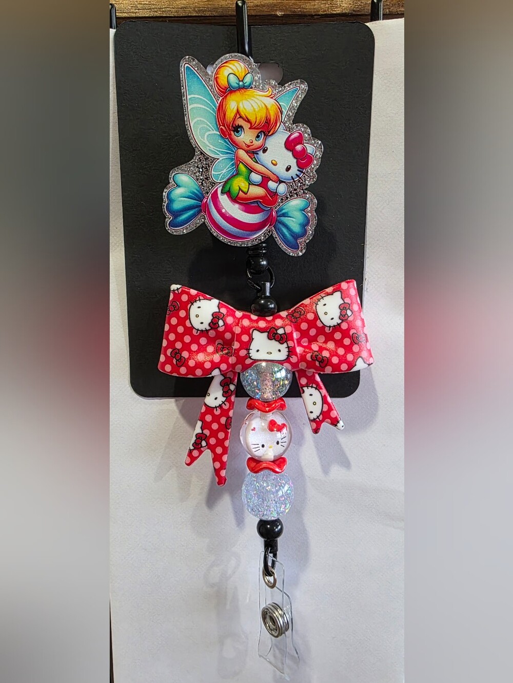 Hello Kitty Badge Reel with Sparkle Beads